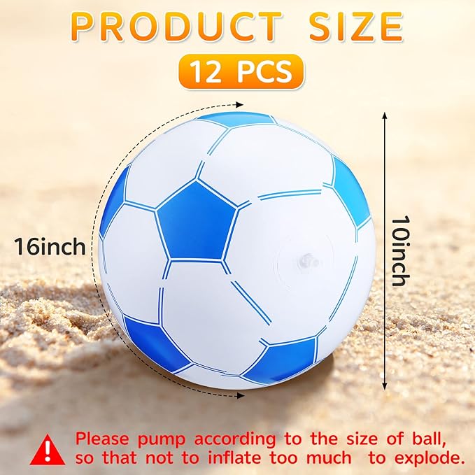 Hungdao Inflatable Soccer Ball 16 Inch Large Beach Toys Bulk Multicolored Blow up Soccer Balls Beach Water Games for Summer Swimming Pool Sports Birthday Party Favor