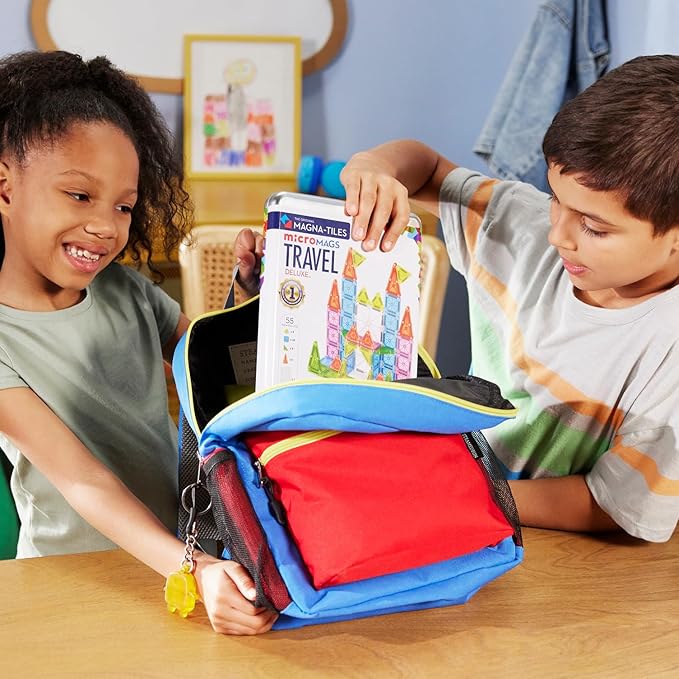 Magna-Tiles microMAGS Travel Set Deluxe 55-Piece Magnetic Construction Set, The Original Magnetic Building Brand