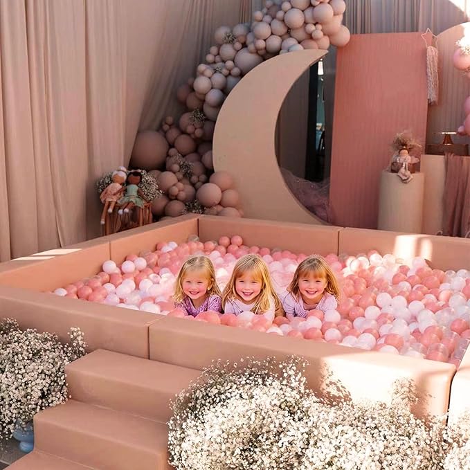 GOGOSO Ball Pit Balls for Toddler, Baby Plastic Playballs Kids Soft Pastel Pelotas Non-Toxic BPA-Free 2pink+White+Clear 200 Balls