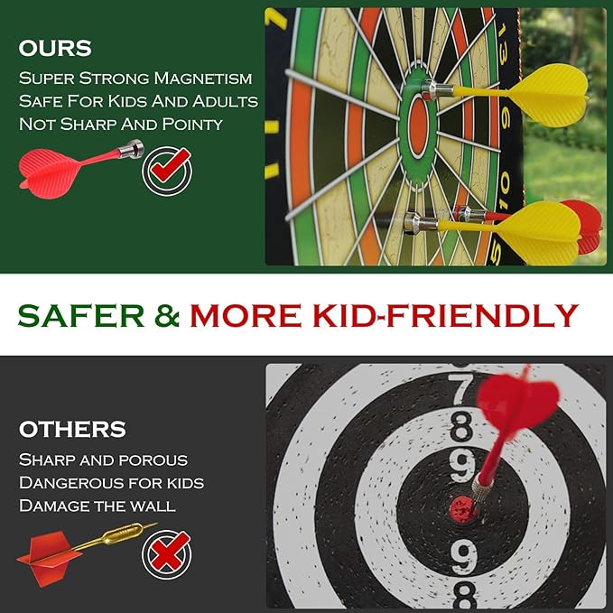 Magnetic Dart Board for Kids, Fun Toys Gifts for Boys 8 9 10 11 12 13 14 Years Old Teen Birthday Easter Valentine Christmas Stocking Stuffers Indoor Room Games, Magnet Dartboard Sets Double Sided