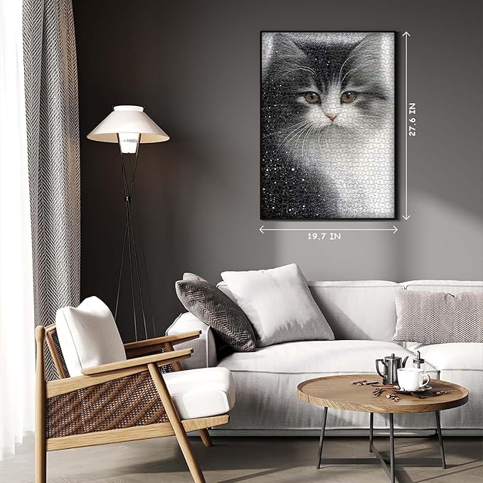 PICKFORU Cat Puzzles for Adults 1000 Pieces, Kitty Puzzle Animal Aesthetic Art, Impossible Hard Challenge Kitten Jigsaw Puzzle
