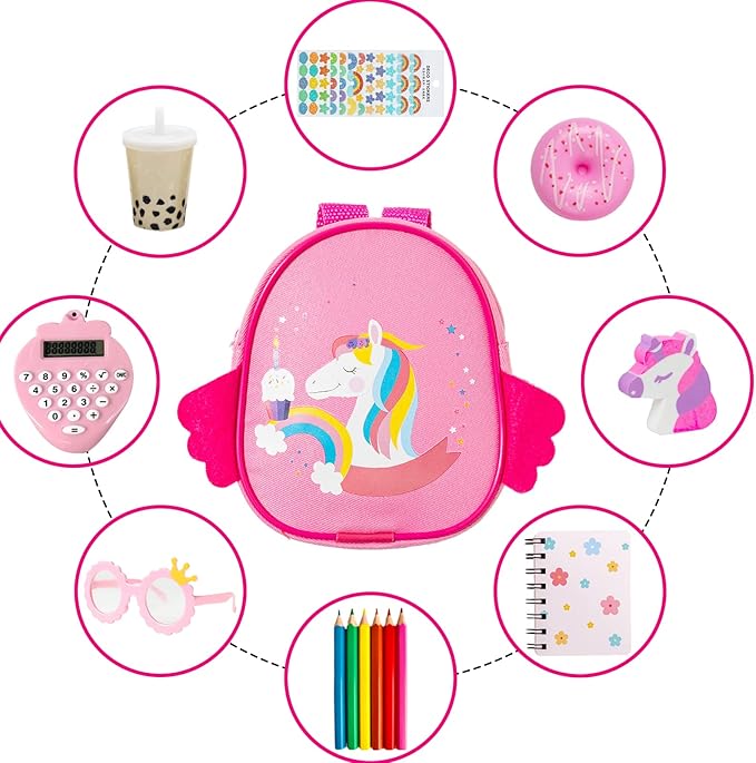 BDDOLL Doll Clothes and Accessories School Supplies Playset for 18 Inch Girl Doll with Doll Clothes,School Bags, Student Cards, Glasses, Pencils, calculators, Scissors, notebooks, etc