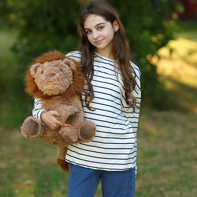 Tezituor 4 Piece Lion Plush Set,18 Inch Large Lion Stuffed Animals with 3 Cute Little Babies, Soft Cuddle Lion Plushies, Lions Stuffy Boys Girls Birthday Valentines Forest Party Decor