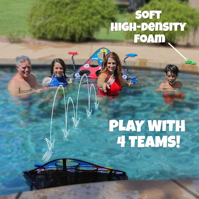 Skip NN' Hole Game Mode | Targets NOT Included | Pool Toys | Skipping Stones Meets Playing Catch with Soft Floating Stonnes | Fun for The Pool, Lake, Beach |