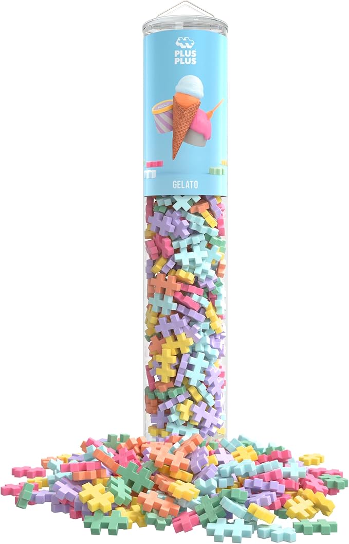 Plus-Plus 4350 Ingenious Construction Toy, Colour Mix Gelato, Ice, Creative Building Blocks Tube, Building Block Set for Children from 5 Years, 240 Pieces