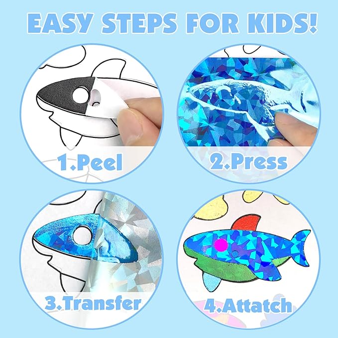 AJAZPER Foil Crafts for Kids, Arts Kit for Kids, Art & Craft Supplies Kits, DIY Creative Activity Travel Toy Gift, Ideal Birthday Christmas Party Favor Gifts for Girls Boys Ages 4+ (Blue)