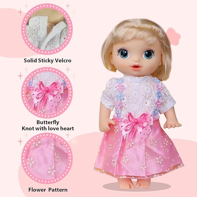 ARTST Doll Clothes,12 inch Baby Doll Clothes 6 Sets Include 5 Caps fit for 10 /11 /12 inch Baby