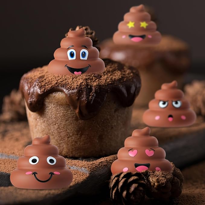 25 Pcs Mini Poop Figurines 5 Styles Tiny Poo Toys Brown Small Fake Poop Figures for Easter Egg Fillers Prank Hide Seek Goodie Bags Piñata Stuffers Party Supplies Gifts