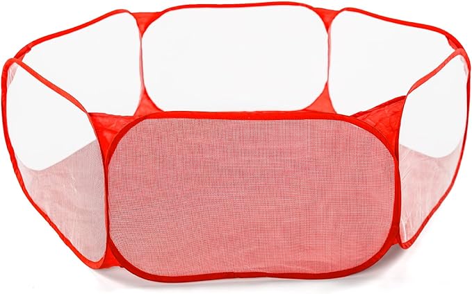 STARBOLO Cute Kids Ball Pit Ball Pool Play Tent,Indoor Collapsible Ball Pit Fence for Boys Girls Pets Puppy Cats, with Carry Tote, Balls Not Included (Red)