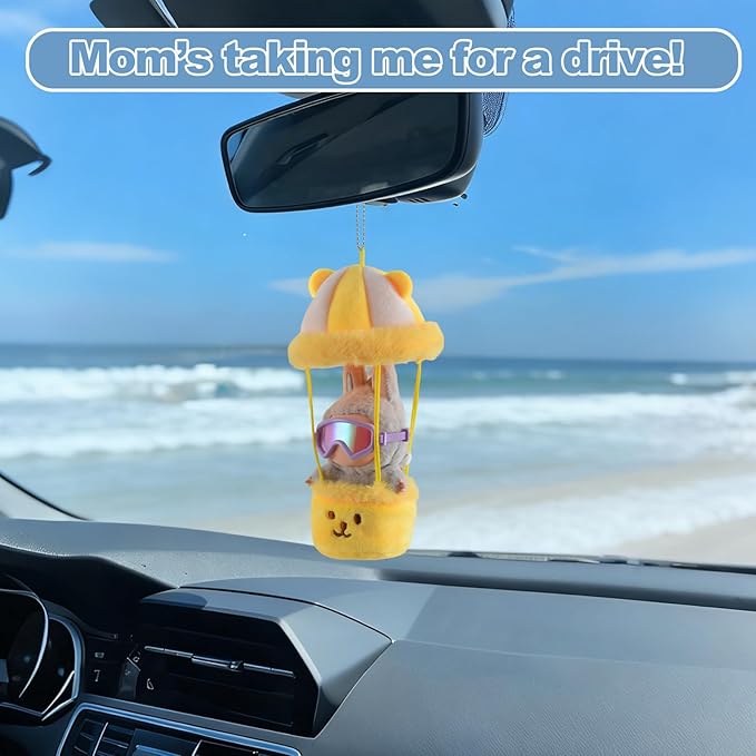 Doll Car Seat Compatible with Bubudoll, Small Seat for 4-7in Blind Box Toys, Ideal Car Decor Gifts with Purple Goggle(Yellow)