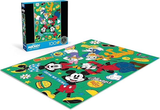 Ceaco - Disney - Mickey and Friends - Mickey Party of Six - Glow in the Dark -100 Piece Jigsaw Puzzle