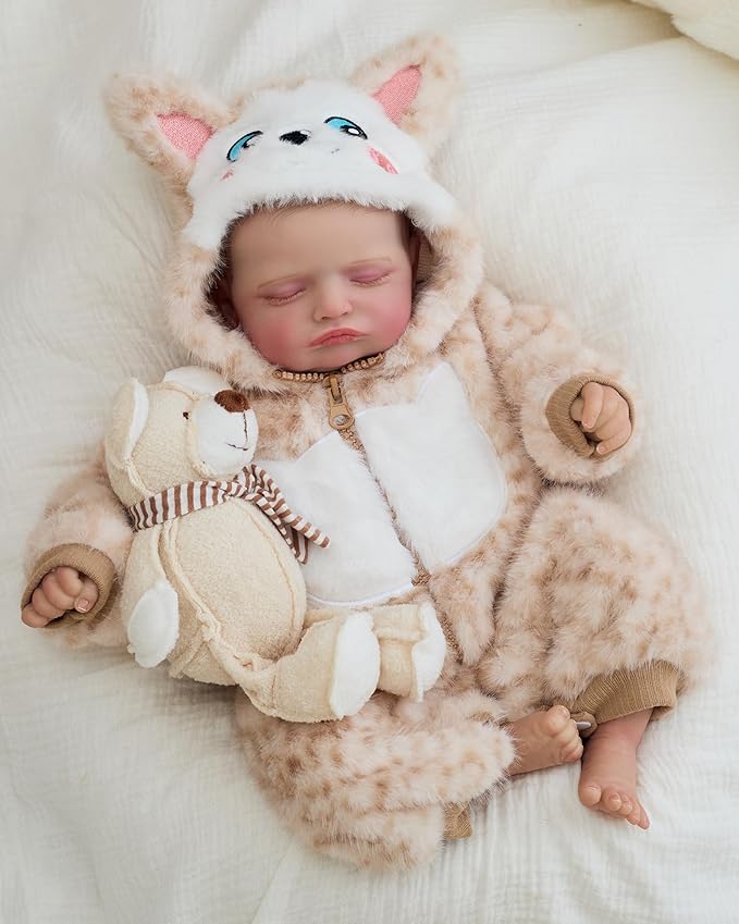 FOCKOF Realistic Reborn Baby Dolls-18 Inch Realistic Baby Doll Girls Soft Cloth Body Reborn Baby with Gift Box for Kids Age 3+