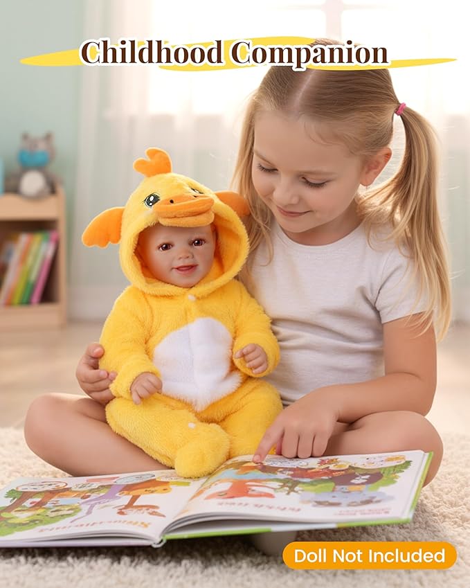 BABESIDE Reborn Baby Doll Clothes for 17-20 Inch Dolls Accessories,Cute Yellow Duck Baby Doll Clothes with Hat for Realistic Babydolls, Pretend Play Gift for Girls Boys Kids Birthday Christmas