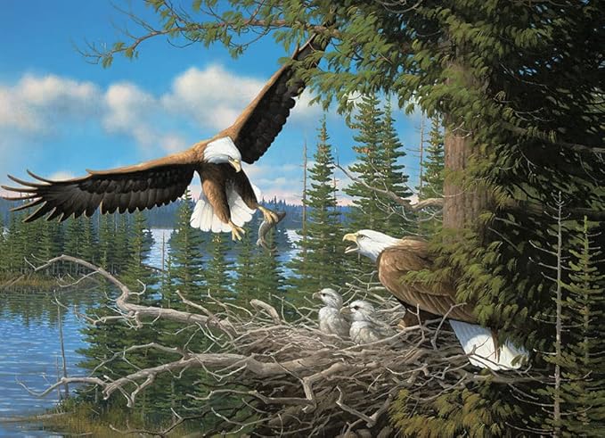 Cobble Hill 1000 Piece Puzzle - Nesting Eagles - Sample Poster Included