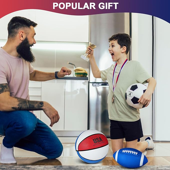 Libima 3 Pcs Sports Ball Set for Kids Teens Include Official Size Basketball Soccer Football with Pump and Carry Bag Training Practice Sport Back to School Gift
