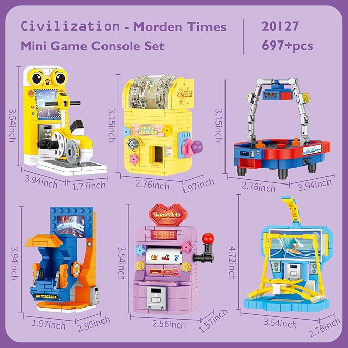 JMBricklayer Funny Game Party Favors Building Set 20127, 6 Mini Game Console Collectible Model, Micro Blocks Sets Toys Party Supplies Gifts, Goodie Bags, Birthday, Christmas