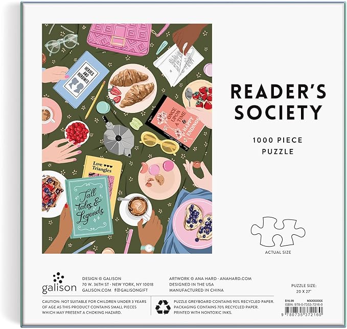 Galison Reader's Society 1000 Piece Puzzle from Galison - 1000 Piece Puzzle for Adults, Colorful Illustrations from Ana Hard, Thick and Sturdy Pieces, Great Gift Idea