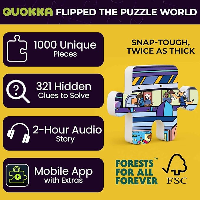 QUOKKA 1000 Piece Jigsaw Puzzle for Adults Galactic Tails – Puzzles for Adults 1000 Pieces Premium Box Packaging - Extra Fun with Hidden Secrets & Audio Story – Perfect Relaxation & Creativity & Gift