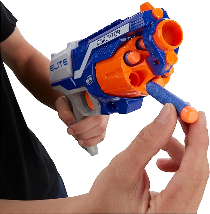 NERF Disruptor Elite Blaster - 6-Dart Rotating Drum, Slam Fire, Includes 6 Official Nerf Elite Darts - for Kids, Teens, Adults (Amazon Exclusive)