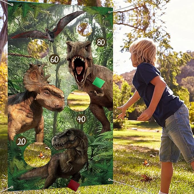 Dinorsaur Bean Bag Toss Game for Kid Toddlers 1-3 with 4 Color Bean Bags, Sports & Outdoor Play Toys Yard/Backyard/Lawn Games for Kids Ages 6-8, Birthday Family Party Supplies Decoration Jamonxi