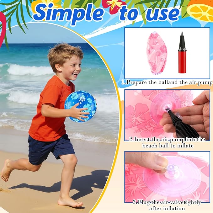 12 Pack Blue and Pink Cartoon Themed Beach Ball 7.87" Bulk for Summer Pool and Beach Game Gifts Birthday Party Supplies Decorations Favor