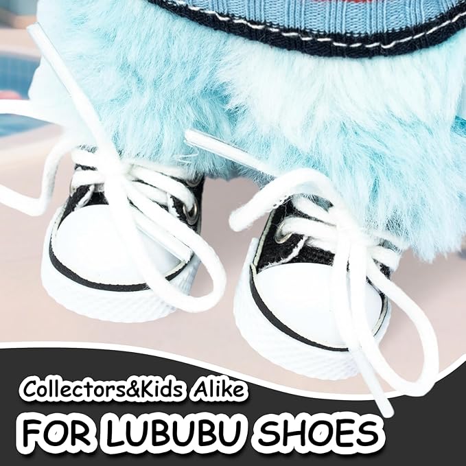 Mini Doll Shoes, 1 Pair Cute Lace Up Canvas Sneakers Compatible for 17cm/15cm Doll Shoes Toy Outfit Accessories (Black)