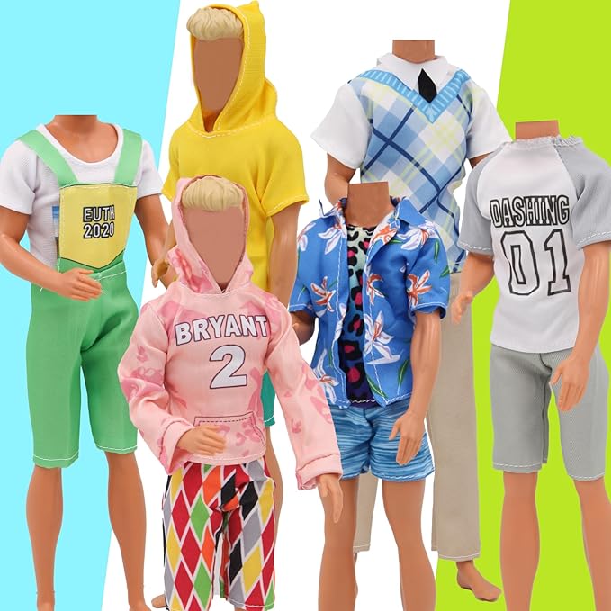 EuTengHao 44Pcs Doll Clothes and Accessories for 12 Inch Boy Dolls Include 27 Different Shirt Jeans Wear Trousers Pants for 12'' Boy Doll Basketball Stands Skateboard Sprots Style Accessories