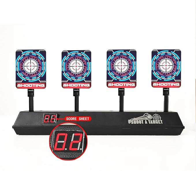 Electronic Auto Reset Digital Shooting Target with net for Toy Gun Gifts for Kids Boys Girls Age 3+