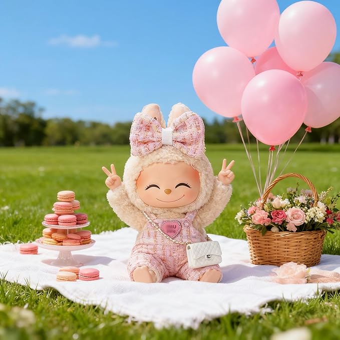 Doll Clothing Set (No Doll), Cute Bow, Crossbody Bag, Dress, Suitable for 15-17cm Dolls, Outfit Accessory Set for Unique Styling (Pink-C)