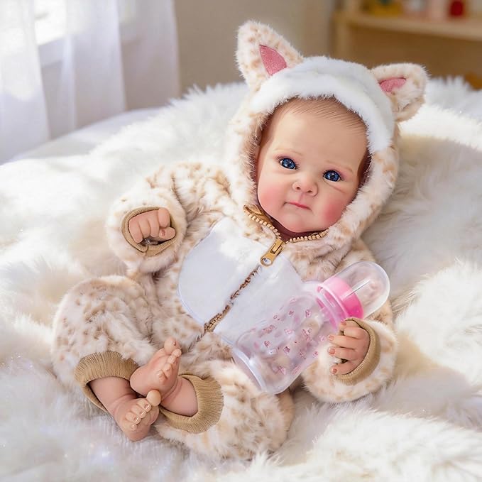 FOCKOF Realistic Reborn Baby Dolls-18 Inch Realistic Baby Doll Girls Soft Cloth Body Reborn Baby with Gift Box for Kids Age 3+