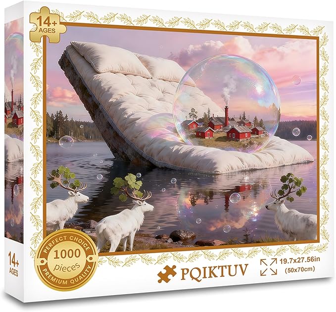 Puzzles for Adults 1000 Pieces Puzzle with Letters on Back Jigsaw Puzzle Nature Landscape Day and Dream Colorful Family Puzzle Decoration Challenging Puzzles (27.56x19.7 Inch)