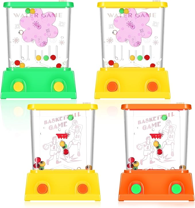 Gejoy 4 Pieces Water Games Handheld Easter Basket Stuffers for Kids Water Ring Toss Handheld Game Mini Retro Pastime Car Toys Fidget Autism Toys for Easter Children Boys Girls Birthday(Stylish Style)