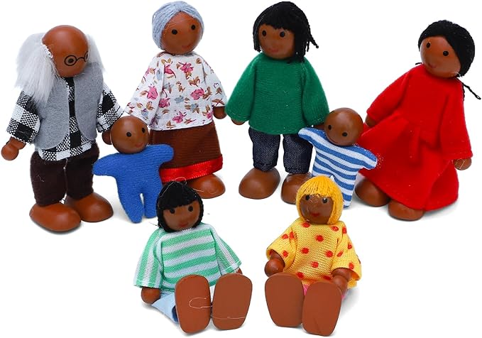 ONEST 17 Pieces Wooden Dollhouse Family Set Mini People Figures Dog Cat Sets Dollhouse Dolls Wooden Doll Family Pretend Play Figures Accessories for Pretend Doll House