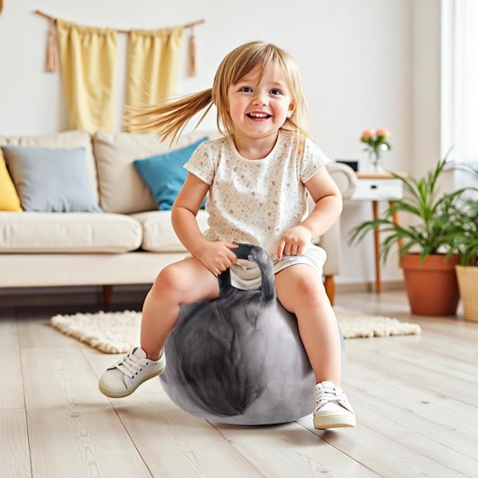 EVERICH TOY Hopper Ball for Kids, 20In Ride On Bouncy Balls with Handle, Grey Clouds Girls Boys Toys for Indoor Outdoor Active Play, Beat Inflatable Christmas Boys Girls Gifts for 7 8 9 10 11 12 Yr