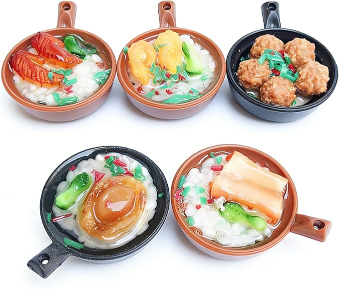 5Pcs 1:12 Scale Dollhouse Food Set, Miniature Food for Dollhouse Kitchen, Realistic Mini Food Tabletop Decor Accessories (FiveDishes)