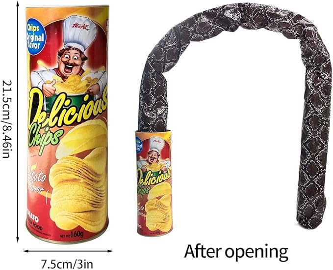 Blppldyci The Potato Chip Snake Can Jump Spring Toy Gift April Fool Day Halloween Party Decoration Jokes in A Gag Prank Large Size (Potato Chip Style)(1pcs)