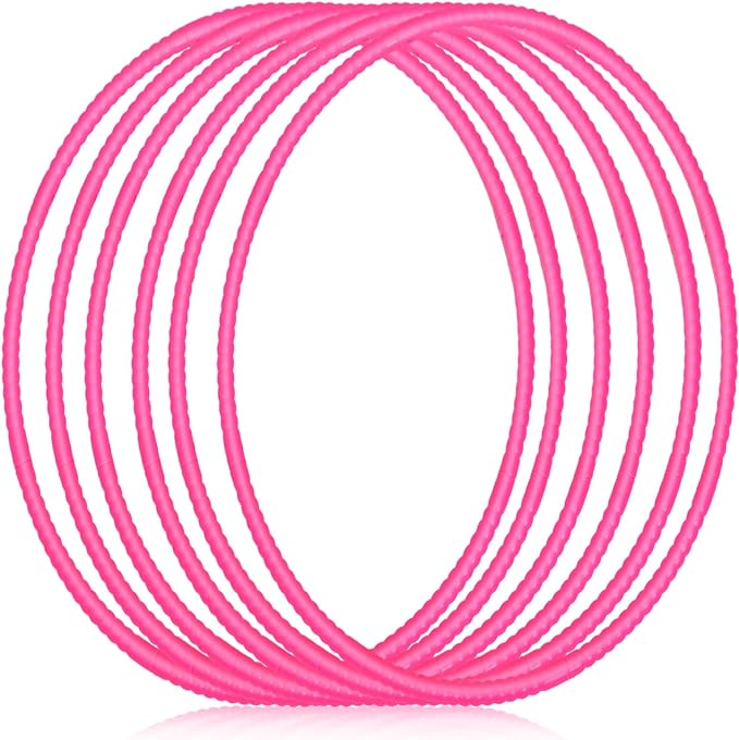 Poen 10 Pcs Exercise Hoop for Kids Detachable Adjustable Plastic Toy Colored Hoop Circles Playground Toys for Teens Games Gymnastics Dog Agility Equipment Party Decor, 28 Inch(Rose Red)