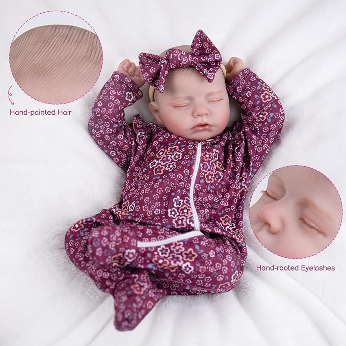 Aori 20 Inch Lifelike Reborn Baby Dolls - Realistic Weighted Newborn Sleeping Girl with Outfit, Soft Body Real Looking Baby Doll for Girls Age 3+, Pretend Play, Adoption Day, Collectible