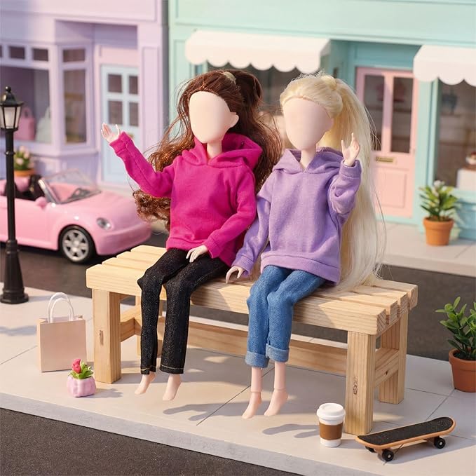 Bencailor 4 Pcs Doll Clothes Winter Sweater Hoodie Accessories Cute Hoodie Clothing Set (Pink, Purple, Rose Red, Brown,11.5 Inch Doll)