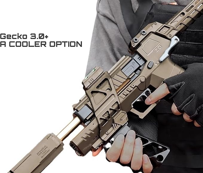 Gecko 3.0+ Spring Soft Bullet Toy Blaster, Long Range Up to 82 Feet, Indoor/Outdoor Sport Toy, Ages 15 & Up (White)