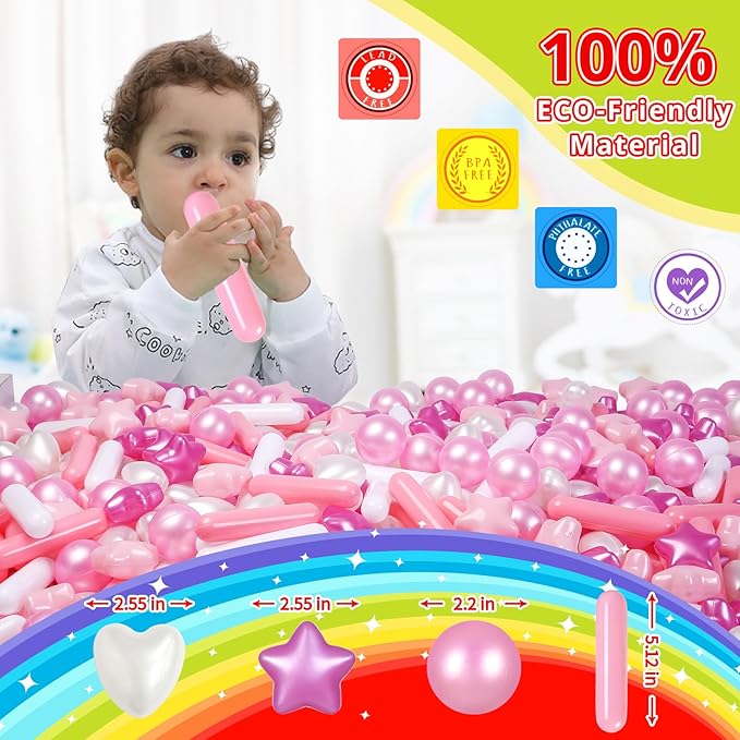 STARBOLO Ball Pit Balls for Toddlers, Pack of 200 BPA Free Phthalate Free Crush Proof Plastic Pit Balls for Ball Pits, Pearl Colors Play Toys for Kids Pool,Play Tent,Party, 200pcs.