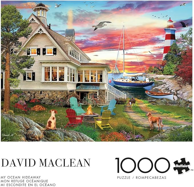 Buffalo Games – 1000 Piece David Maclean My Ocean Hideaway Jigsaw Puzzle Colorful Puzzle for Adults – Precision-Cut Pieces, Beautiful Artwork, and Hours of Relaxing Fun
