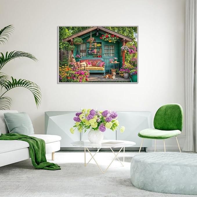 1000 Piece Puzzle for Adults, Flower House Jigsaw Puzzle, Family Puzzles Game, Interlock Perfectly No Dust, Home Decoration Puzzle, Gifts for Easter Parents Father's Day