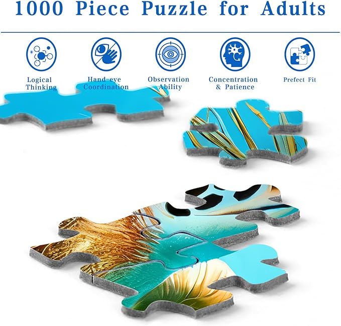 Rocorose Jigsaw Puzzle for Adults 1000 Pieces, Underwater World Sea Turtle Puzzle for Family Activity Ocean Nature Puzzle Colorful Marine Life Challenging Home Decor