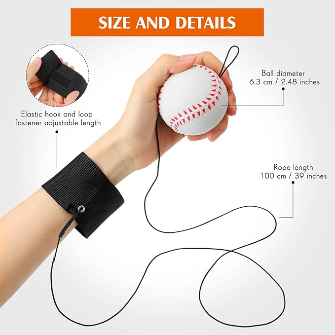Skylety 6 Pcs Wrist Return Ball on a String 2.48 Inch Rebound Sport Balls with Elastic Strap Soccer Basketball Baseball Practice Party Favors Wrist Exercise and Fun Play for Kids Adults