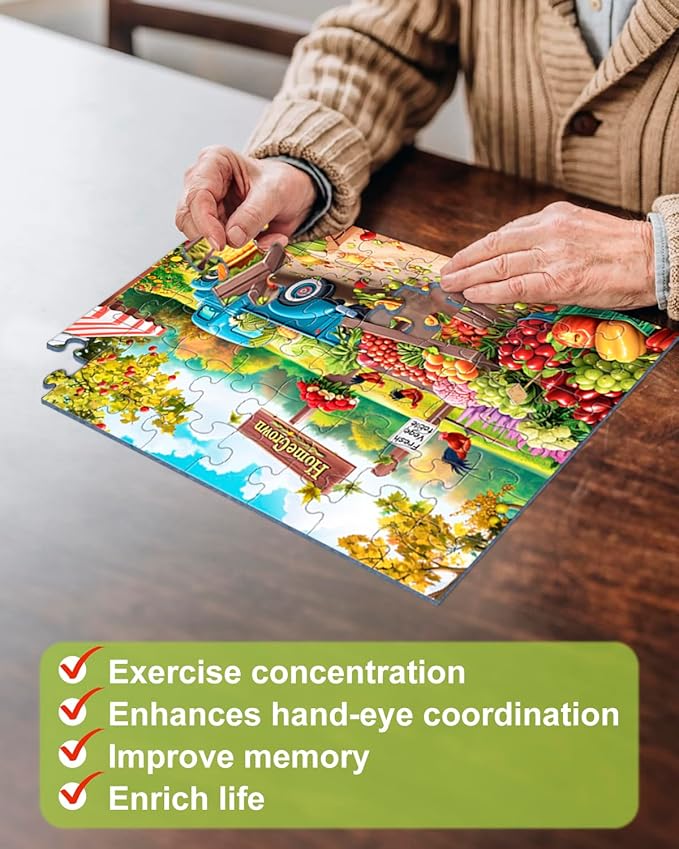 Yigney 6 Pack 48 Large Piece Jigsaw for Seniors Alzheimer Products for Elderly Dementia Activities Memory for Patients in Nursing Home with Storage Box