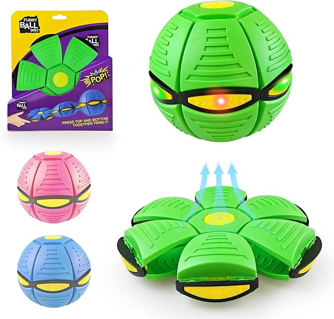 Magic Meta Ball Pop Up Bouncing Balls with 6 Light – Dual-Form Bouncy Toy Light Up Transforming Pop Up Ball for Indoor Outdoor Activities & Parent-Child Interaction Play (Green)