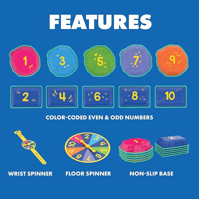 Educational Insights Hop to 10 Stepping Stones - Non Slip Nesting Stepping Stones for Kids, Early Math and Gross Motor Skills Toys for Toddlers 3-5, Indoor Active Play, Outdoor Play Equipment