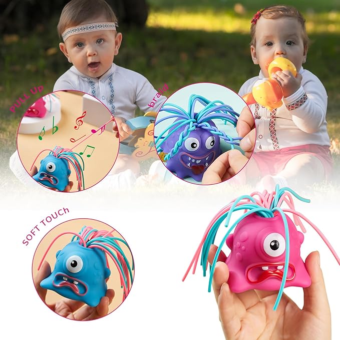 Fun Hair Pulling Fidget Screaming Monster Toys,Screaming Monster Toys,Venting Novelty Toys and Anti Worry Toys , Halloween Christmas for 3 4 5 6 7+ Kids Teen Boys Girls Gifts(4PCS)