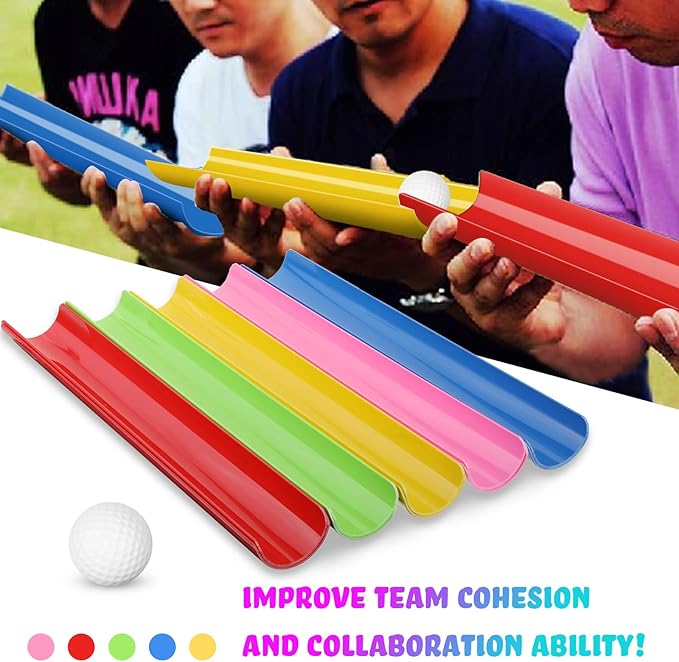 Sratte Team Building Activities Games Teamwork Group Learning Exercise Activities with Half Pipes Golf Balls Storage Bags Teamwork Kit for Adults Teens Field Day Game School Gym Outdoor Sports